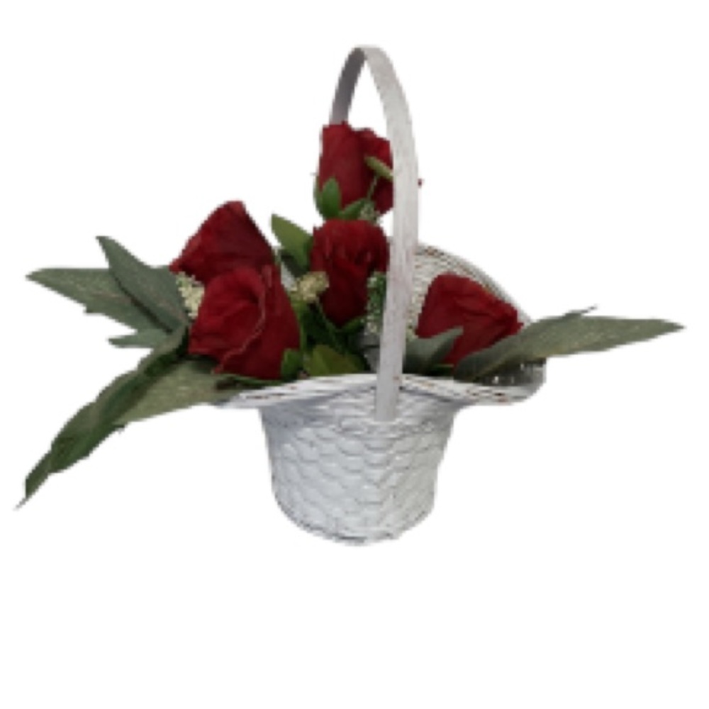 PRINCESS Farmhouse Wicker Woven Basket Flower Plant Pot Centerpiece White
